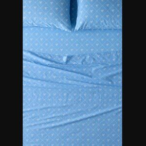 Eloise Blue w. White Bow Core Queen Sheet Set